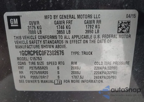 2015 Chevrolet Silverado 1500 Ls from USA, damaged, VIN 1GCRCPEC0FZ302676